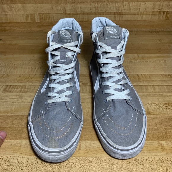 Vans SK8 Hi Canvas High Tops Gray/White Size 11 - Picture 3 of 7